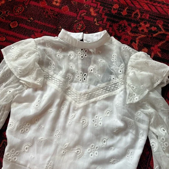 White eyelet lace Victorian/Edwardian style dress size 4 Modcloth - Picture 2 of 10
